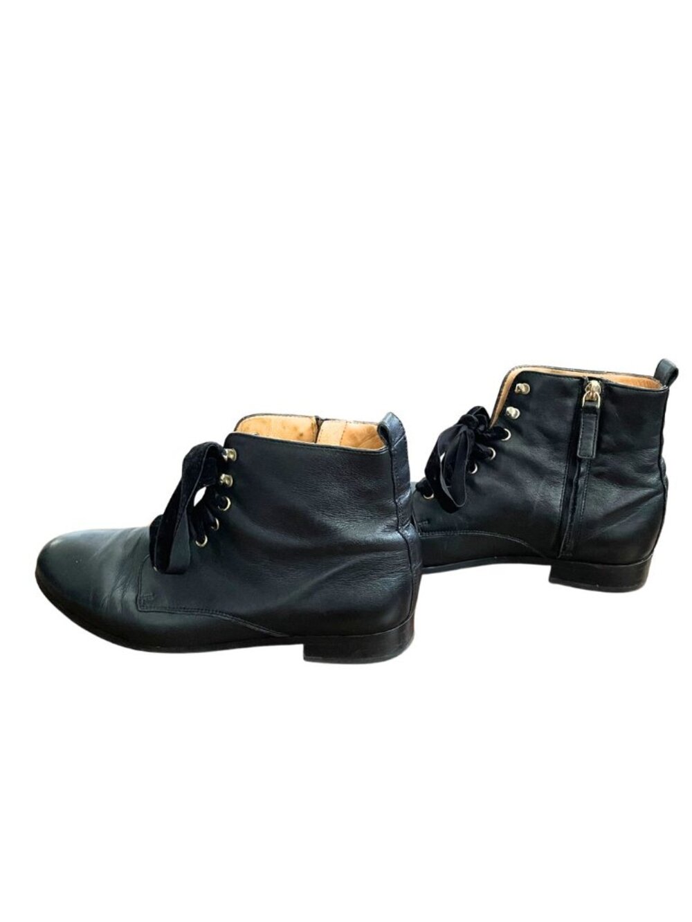 Sezane Eugenie Black Leather Ankle Boots Women US Sz 9 Lace Up Victorian - Picture 5 of 9